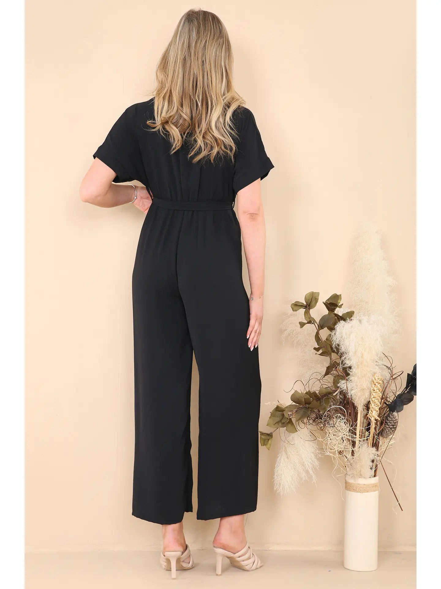 Straight Leg Waist Tie Jumpsuit - By Lucy Sparks